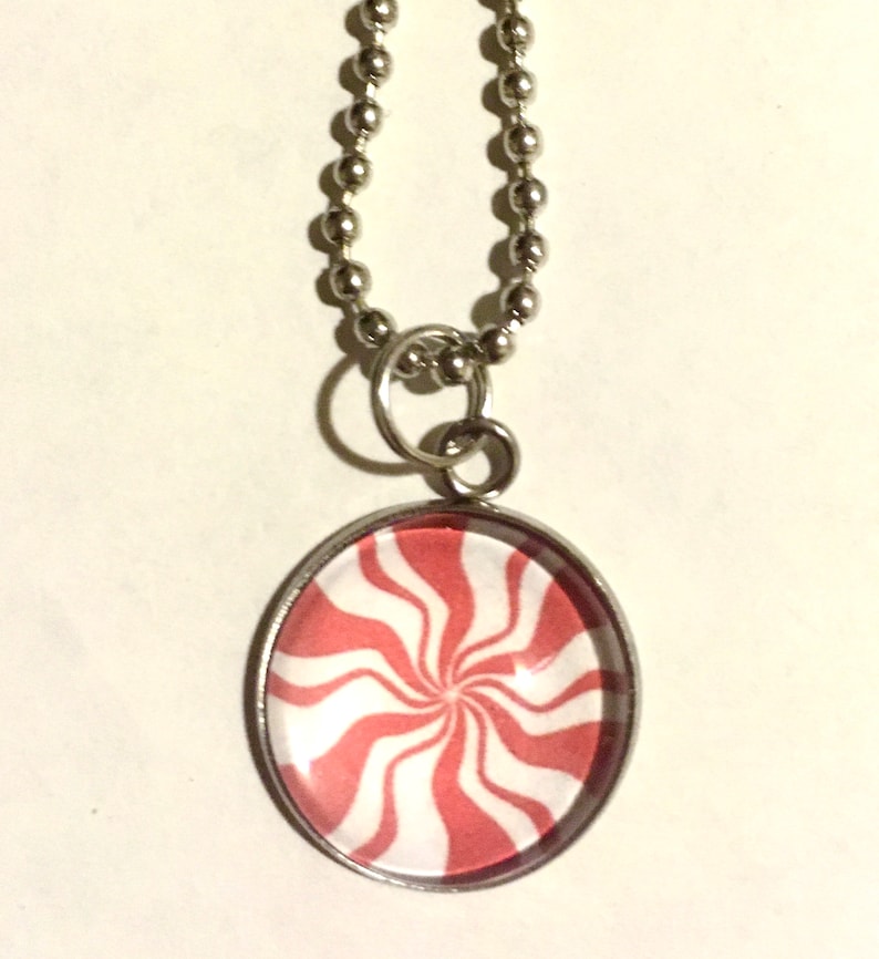 White Stripes Peppermint Candy Necklace image 1