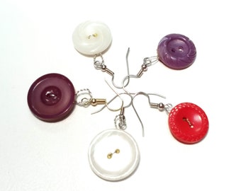 5/8"- 3/4" vintage button dangle earrings, selection of 5
