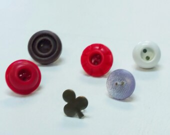 1/2"- 5/8" vintage button post back earrings, selection of 6