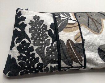 Mod Botanical | Boho | Clutch | Makeup bag | Neutral Leaves | Pouch