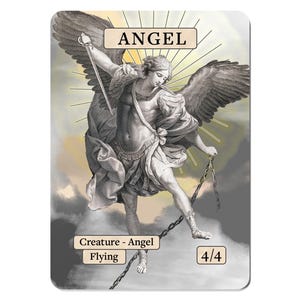 Angel MTG Token 4/4 for Magic: The Gathering Creature Card | Fantasy Style Custom EDH Commander Tabletop Tokens | Fantasy Proxy Alt Art