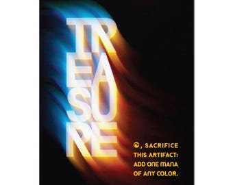 Treasure Typographic MTG Token | Artifact | Typographic Style Proxy for Magic: The Gathering