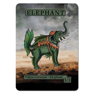 Elephant MTG Token 3/3 for Magic: The Gathering Creature Card | Fantasy Style Custom EDH Commander Tabletop Tokens | Fantasy Proxy Alt Art