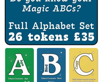 Full Alphabet MTG Token set | 26 Cards | Alphabet Style Proxy for Magic: The Gathering