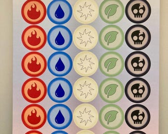 Mana Symbol Stickers | MTG Deck Box Organizer, 30-Piece Set for Magic: The Gathering