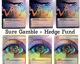 Holographic Hedge Fund + Sure Gamble-speelsets - Platinum Edition Netrunner Alt Art Rainbow Foil Holo