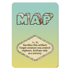 Map MTG Token for Magic: The Gathering Artifact Card | Typography Style Custom EDH Commander Tabletop Tokens | Typography Proxy Alt Art