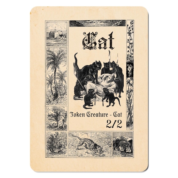 vintage cat cards mtg Token (2/2) by Franz Marc Alfies Adventure collection. Cat Token MTG | 2/2