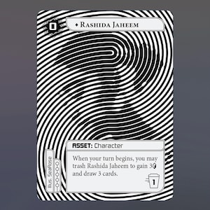 Arte alternativo de Netrunner de Rashida Jaheem / Juego completo de 3 cartas / Colección de elementos básicos de Op Art / Tarjeta de juego proxy personalizada Diseño alternativo Cyberpunk