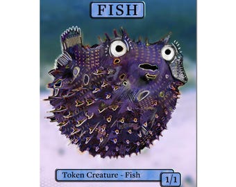 Fish 1/1 Fantasy MTG Token | Blue Creature | Fantasy Style Proxy for Magic: The Gathering