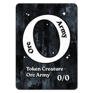 Ficha de Ejército Orco MTG / Ficha Alfabeto Negro 0/0, Commander EDH