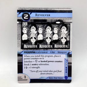 Revolver Netrunner Alt Art | Full Playset x 3 Cards | Pop Culture Beatles Art | Custom Proxy Game Card CCG TCG Cyberpunk Gift Alt-Art Card