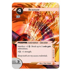 Carta Buzzsaw Alt Art Netrunner | Conjunto Breaking In | Jogo de Cartas Cyberpunk