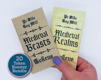 Middeleeuwse MTG 20-tokens-boosterbundel | Beasts & Realms, exclusieve stickers