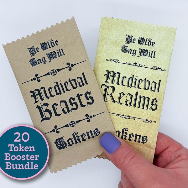 Mittelalterliches MTG 20 Tokens Booster Bundle | Beasts & Realms, Exklusive Sticker