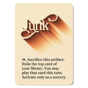 Junk MTG Token for Magic: The Gathering Artifact Card | Typography Style Custom EDH Commander Tabletop Tokens | Typography Proxy Alt Art