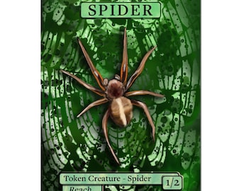Spider 1/2 Fantasy MTG Token | Green Creature | Fantasy Style Proxy for Magic: The Gathering