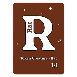 Rat MTG Token for Magic: The Gathering Creature Card Black 1/1 | Alphabet Style Custom EDH Commander Tabletop Tokens | Custom Proxy Alt Art