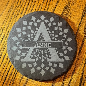 Custom Laser Engraved Slate Coasters: Personalized Monogram