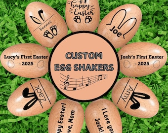 Personalized Musical Wooden Easter Egg Shaker, Engraved Egg Shaker for Kids, Kids Musical Instrument, Easter Gifts, First Easter