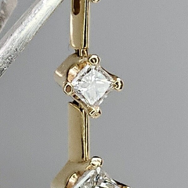 14K Yellow Gold & Natural 3 Diamond Pendant - Radiant Cut - .50 CTTW - Not Scrap