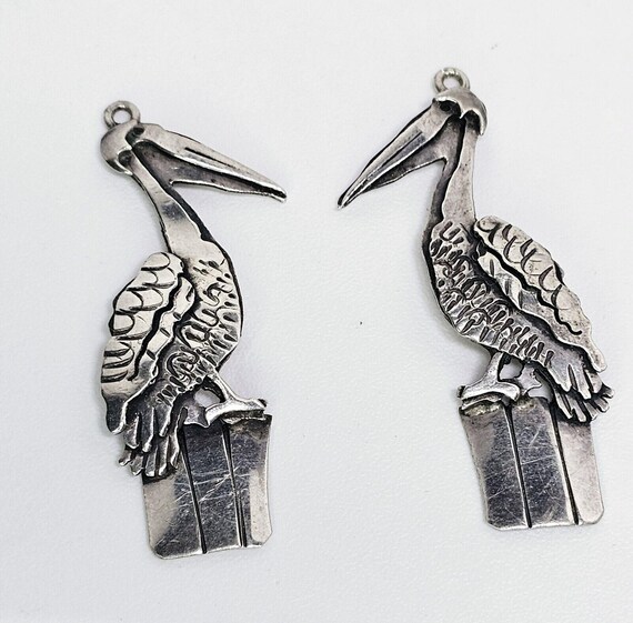 Vintage Solid 925 Large Pelican Cham/Attachments … - image 1