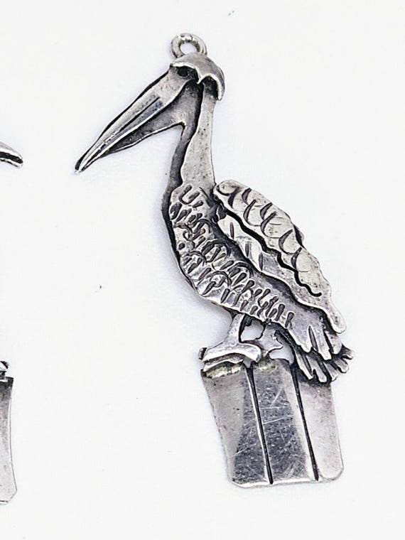Vintage Solid 925 Large Pelican Cham/Attachments … - image 2