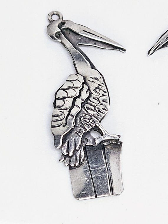 Vintage Solid 925 Large Pelican Cham/Attachments … - image 3
