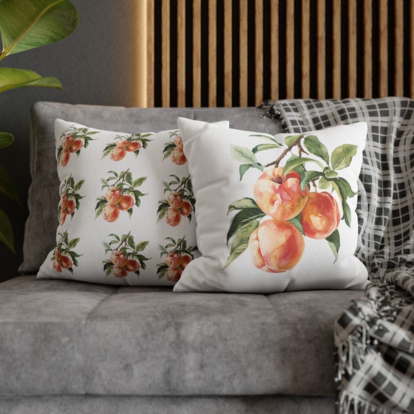 PEACHES Pillowcase in 4 sizes, Square, Spun Polyester Square Pillowcase, Peaches Pillow Cases for Throw Pillows, Peach decor, Living Room