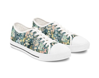 Wild Garden, Women's Low Top Sneakers, Wildflower sneakers, Wildflower Shoes, Women's Shoe's, Floral Shoe's, Low top shoes, Floral Low top