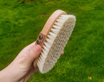 Natural Horse Hair Brush Dry Body Brushing for Cellulite and Exfoliating Dead Skin Eco Friendly Horse Hair Brush for Body Gift for Women