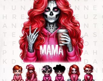 Halloween Horror Mama PNG: Gruselige Familiennamen (Digitaler Download)