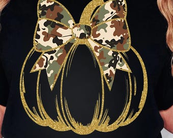 Citrouille scintillante camouflage PNG : design tendance pour Thanksgiving (téléchargement numérique)