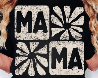 Floral Checker Mama PNG: Trendy Sublimation Design (Digital Download)