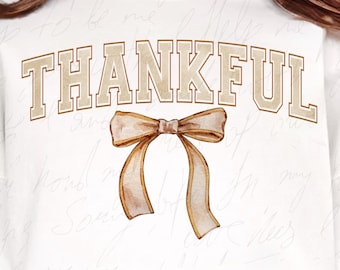 Dankbar Coquette Bow PNG: Trendy Herbst Design (Digitaler Download)