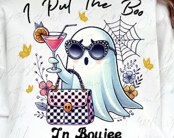 Boujee Ghost PNG: Halloween Mama T-Shirt Design (Digital Download)