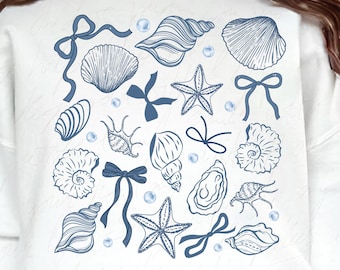 Coquette Seashell PNG: Bows, Pearls, Girly Beach (Digital Download)