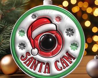 Adorno navideño 3D de Santa Cam (diseño PNG por sublimación)