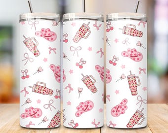 Coquette Cowgirl Tumbler Wrap: Western Bows, 20oz Skinny Tumbler (PNG)