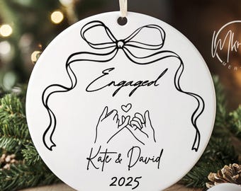 Engaged Ornament - Personalized First Christmas Keepsake - Engagement Christmas Gift 2026