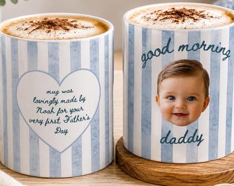 Personalized Baby Face Mug for new dad, Custom Photo Mug, First Fathers Day Gift from Baby, New Dad Golf Lover Gift Best Dad By Par Keepsake