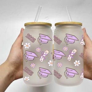 Senior 2026 Graduation Libbey Glass Wrap Design, graduation cup png (Digital Download)