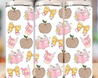 Teacher Appreciation Tumbler Wrap: Coquette Pencil Bow Design (Digital Download)