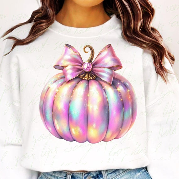 Iridescent Pumpkin PNG: Coquette Halloween Design (Digital Download)