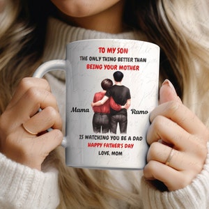 De maman au fils, bonne fête des pères personnalisée, paquet d'emballages, tasse mère et fils, papa drôle, joyeuse fête des pères, cadeau de maman, beau-père père