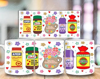 Mama Mug Wrap Multipack: Spanish & Mexican Mother's Day (PNG Digital Download)