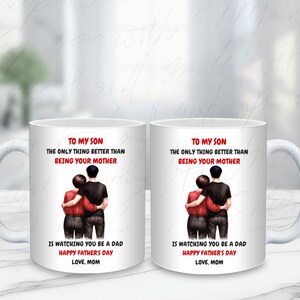 Lot de mugs personnalisés : de maman au fils - Fête des pères (téléchargement numérique PNG) image 6