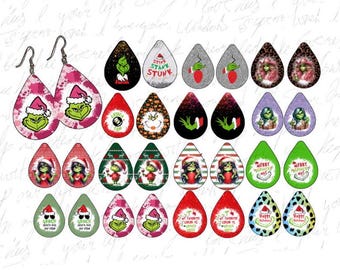 Christmas Character Teardrop Earring PNG Sublimation Design (Digital Download)