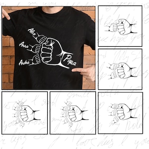 Papa Hand Bundle SVG Png, Papa Händchen halten, Opa und Childs Fist Bump, Vatertag svg, Benutzerdefinierte Name Hand Kid Names, Geschenk Bester Papa aller Zeiten