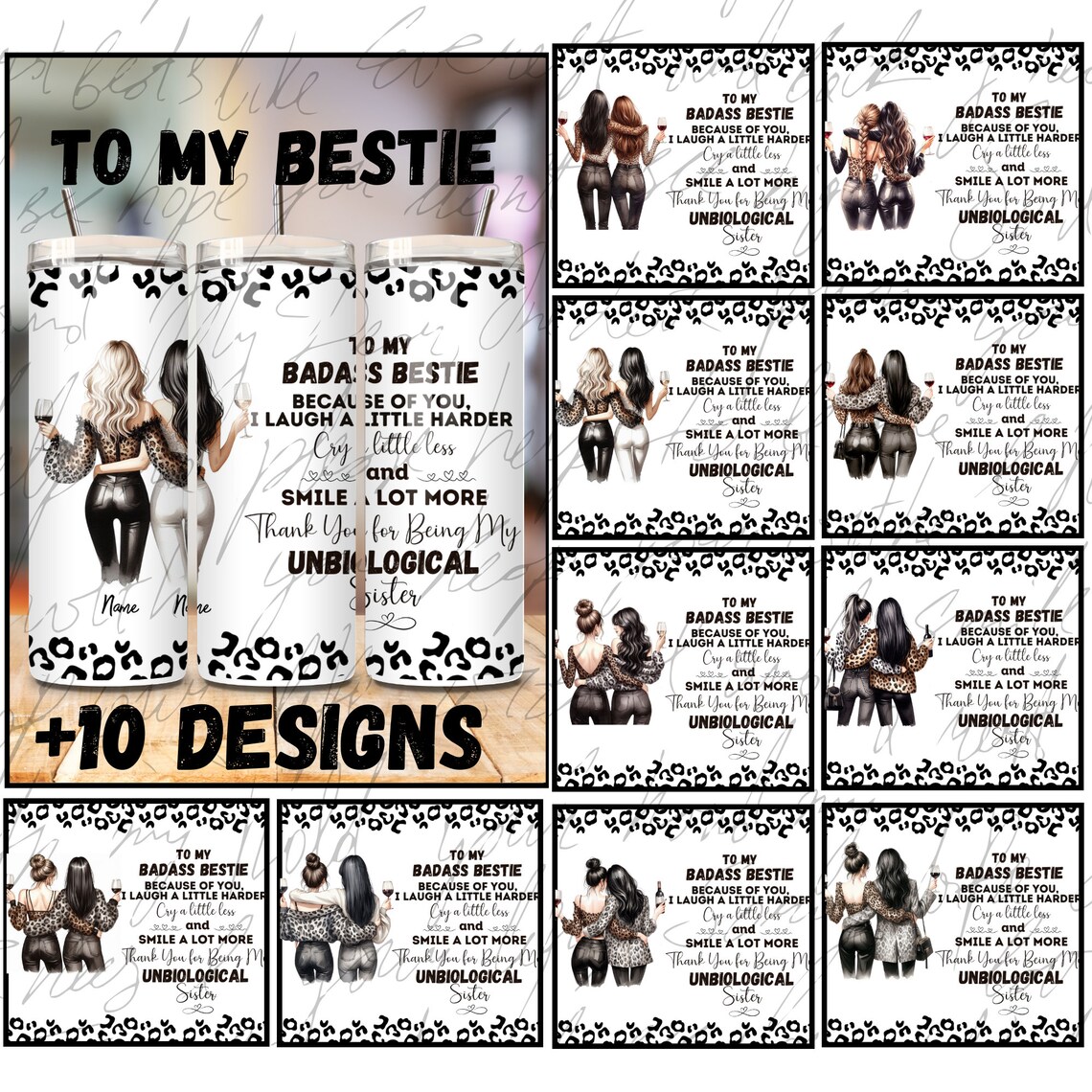 10 Personalized to My Badass Bestie Png Bundle,best Friend Tumbler Wrap ...